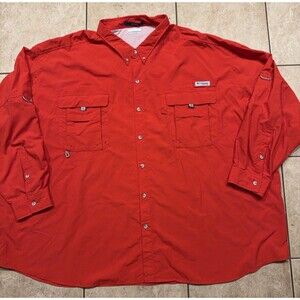 Columbia Shirt Men 6XL Red PFG Bahama Fishing Omni Shade Vented Boating UPF L/S